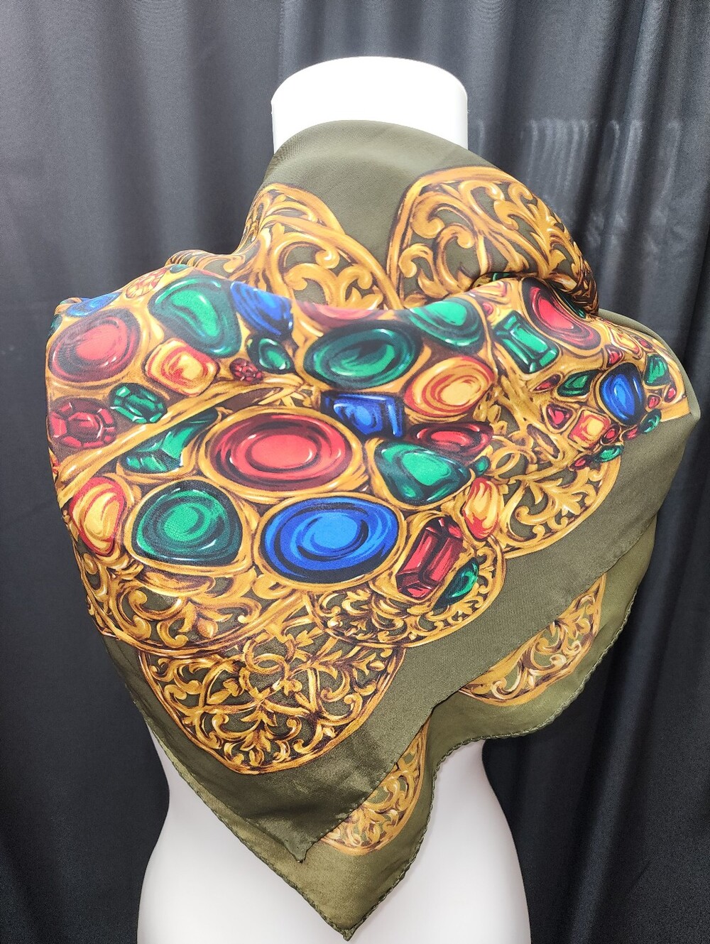 Authentic Vintage Chanel Paris Silk Jeweled Scarf